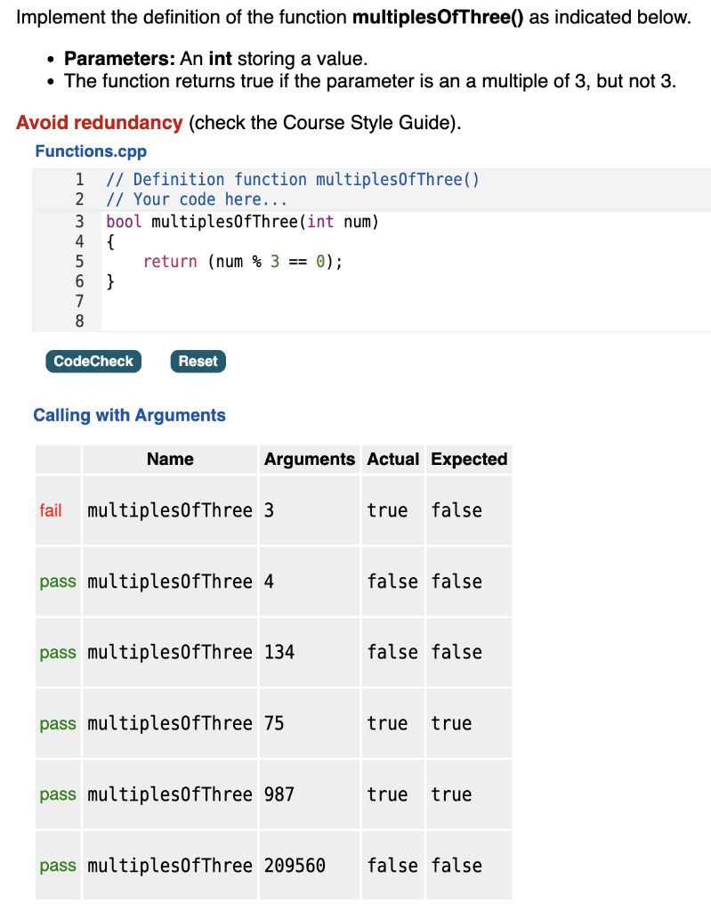  In C++ Implement the definition of the function multiplesOfThree() as indicated