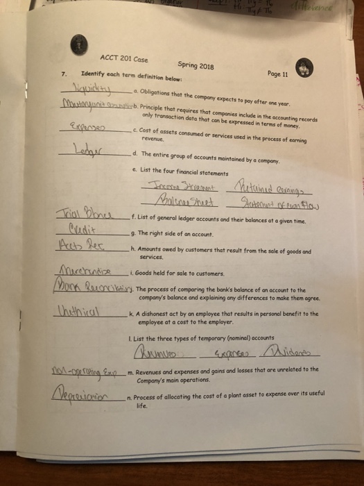  is this correct? ACCT 201 Case Spring 2018 Page 11 7.