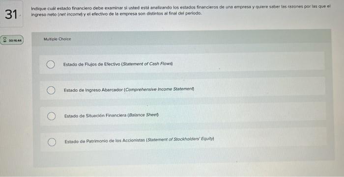  Indicate which financial statement you should examine if you are analyzing