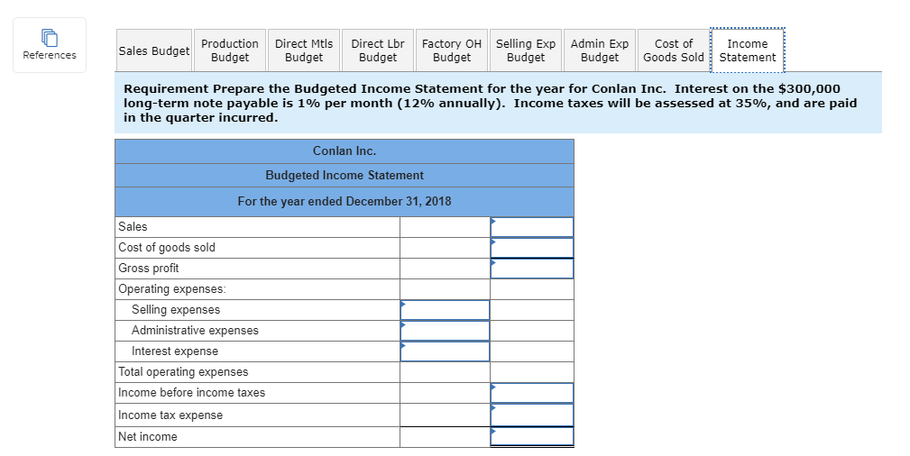 calls for a given quarter's ending finished goods inventory to equal 70%