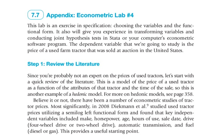  consider the econometric Lab#4, answer the questions. question: 7.7 ) Appendix: