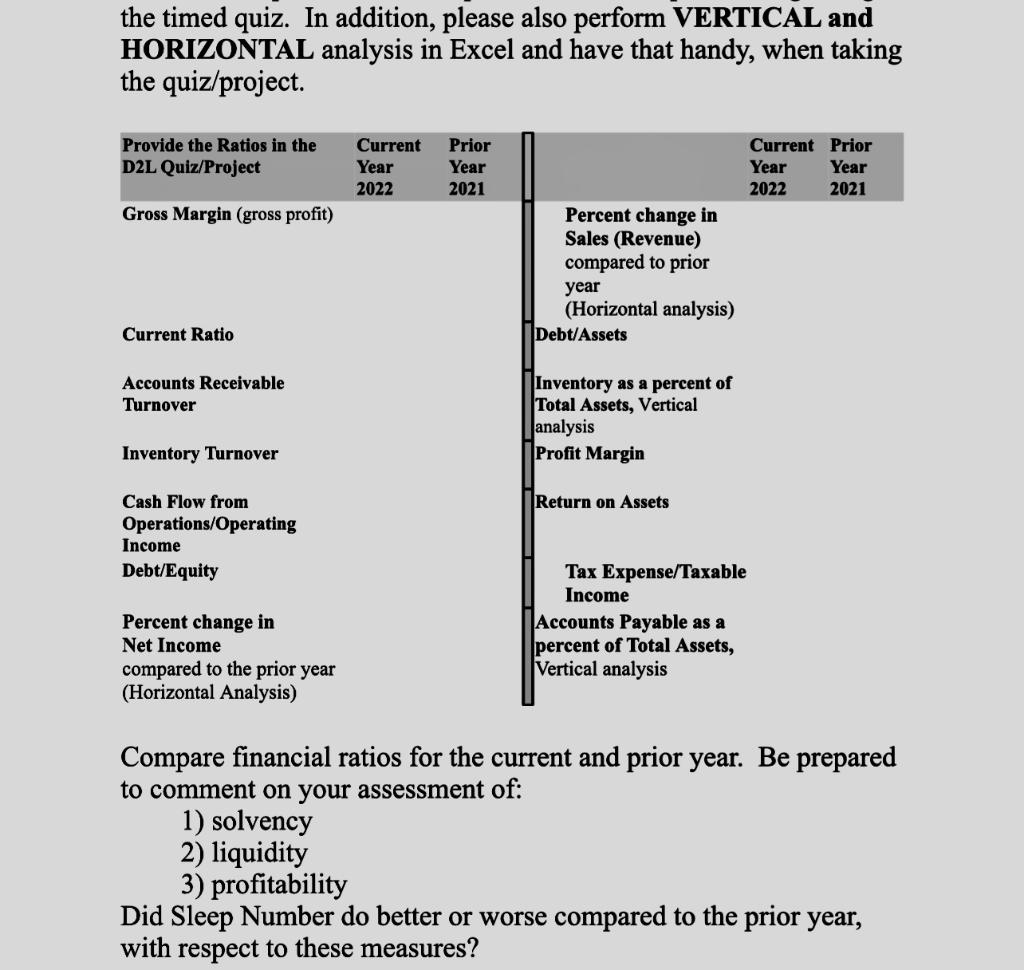 the timed quiz. In addition, please also perform VERTICAL and HORIZONTAL