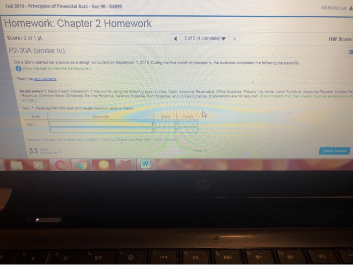  Fall 2019 - Principles of Financial Acct - Sec 90 -