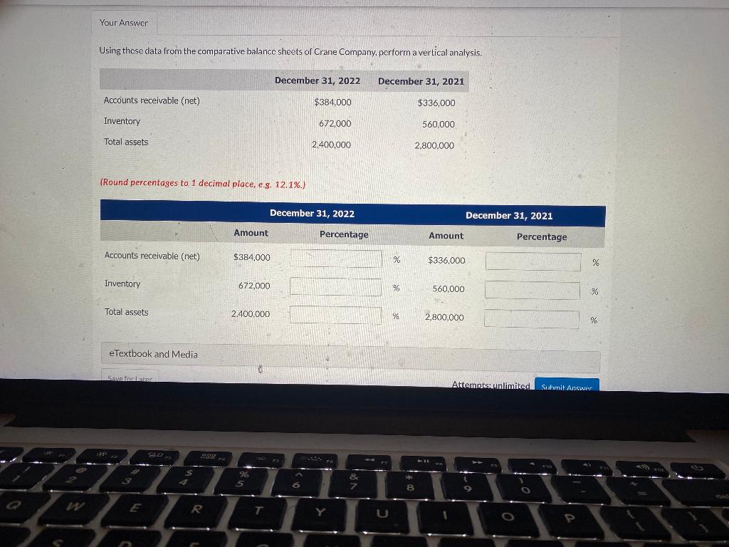 Using these data from the comparative balance sheets of Crane Company,