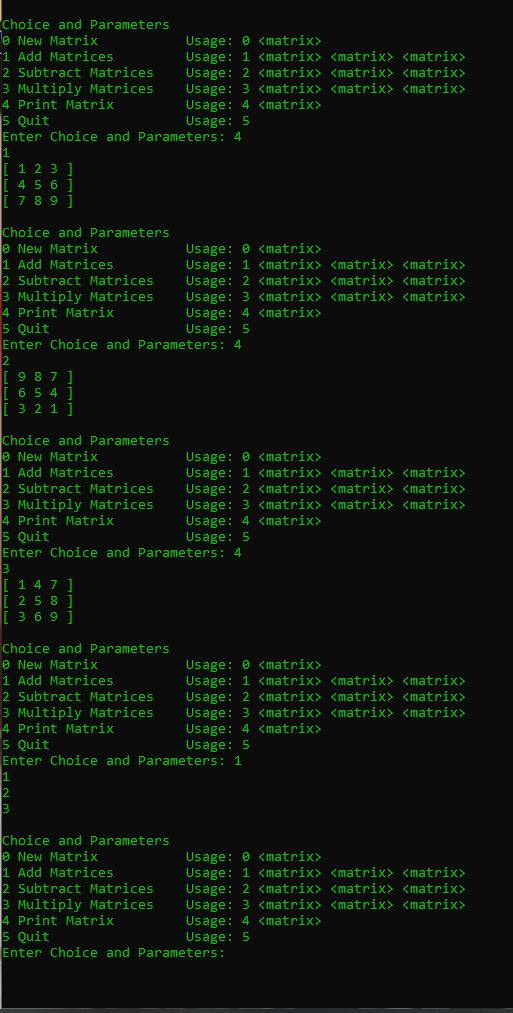 program in C++ which to create slots for the matrix so it