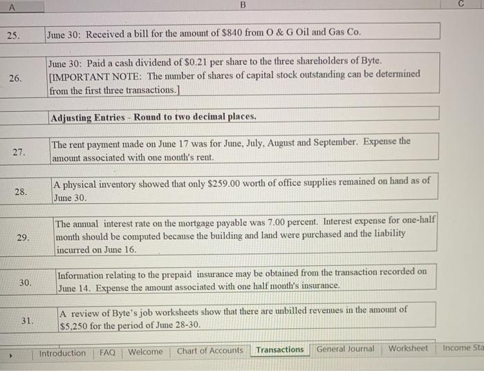 June 1: Byte of Accounting, Inc. issued 2,600 shares of its common