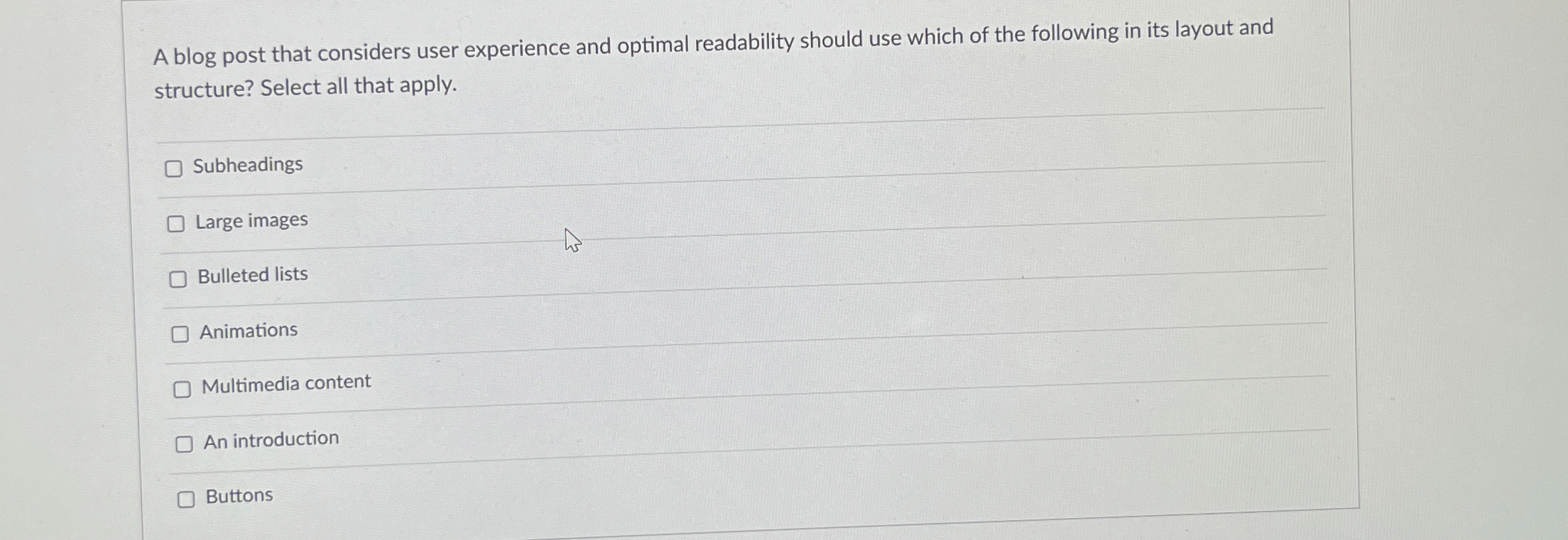 A blog post that considers user experience and optimal readability should