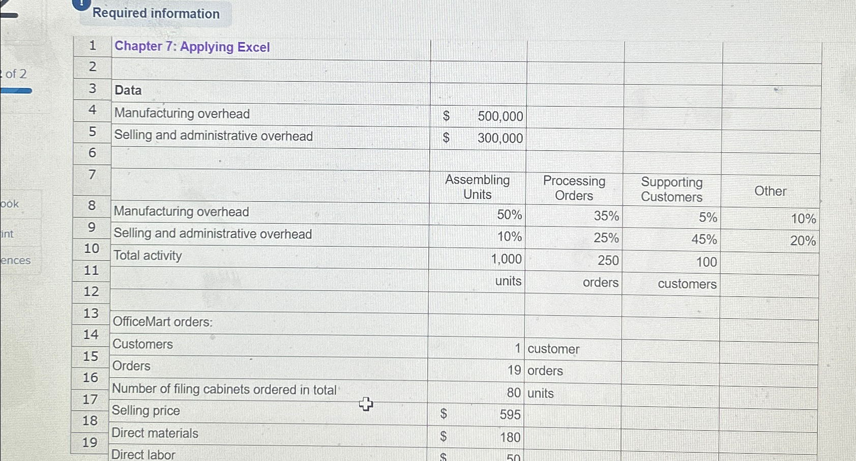  Required information The Chapter 7 Form worksheet shown below recreates the