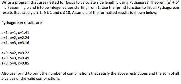 Write a program that uses nested for loops to calculate side
