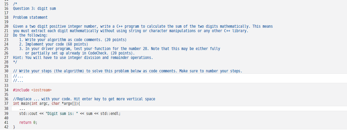 Given a two digit positive integer number, write a C++ program to