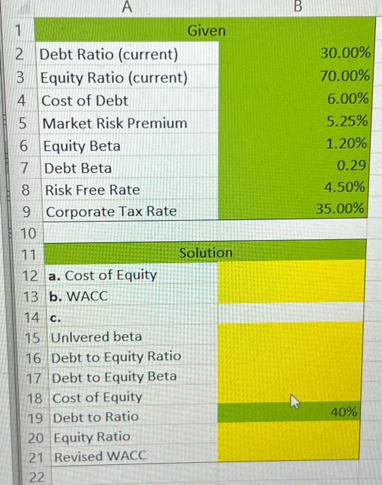  please solve in excel and show the formulas \begin{tabular}{|c|c|c|} \hline 1