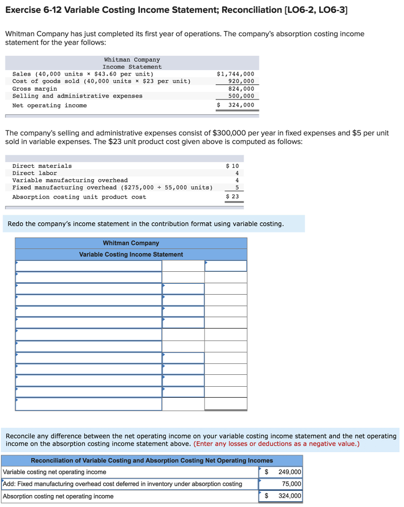  PLEASE ONLY USE THE FOLLOWING TEXT OPTIONS: Variable expenses: Fixed expenses: