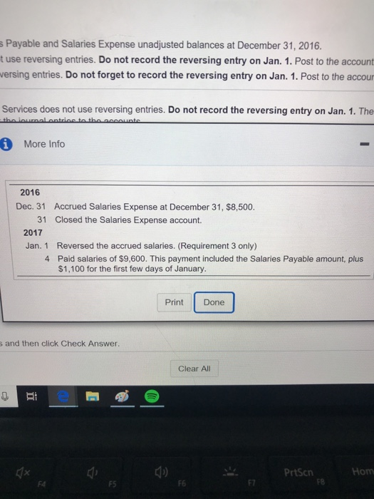 to) unadjusted balances at December 31, 2016 does not use reversing entries.