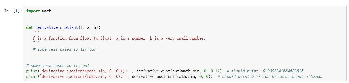 Please answer this question by using Python. In [1]: import math def