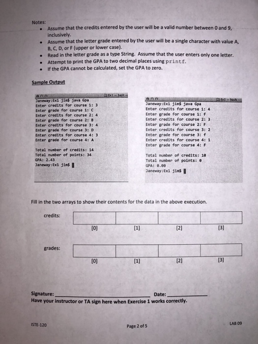 calculation using arrays (3 points) The exercise must be compl This lab