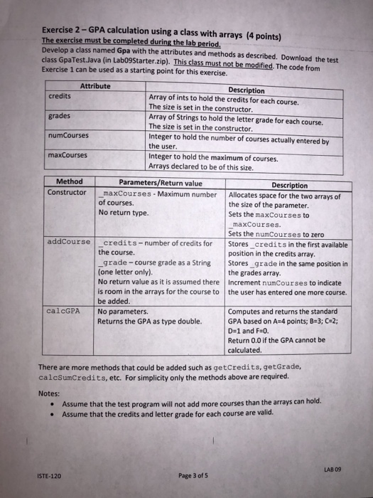 requires the development of a java program to calculate the standard grade
