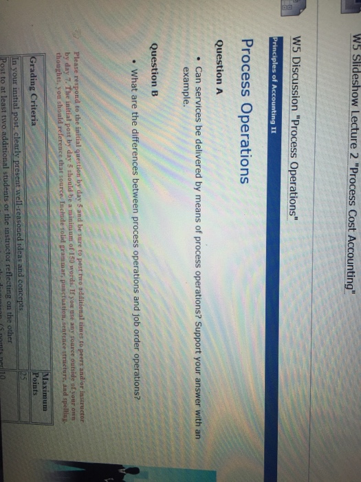  Process Operations Question A Can services be delivered by means of