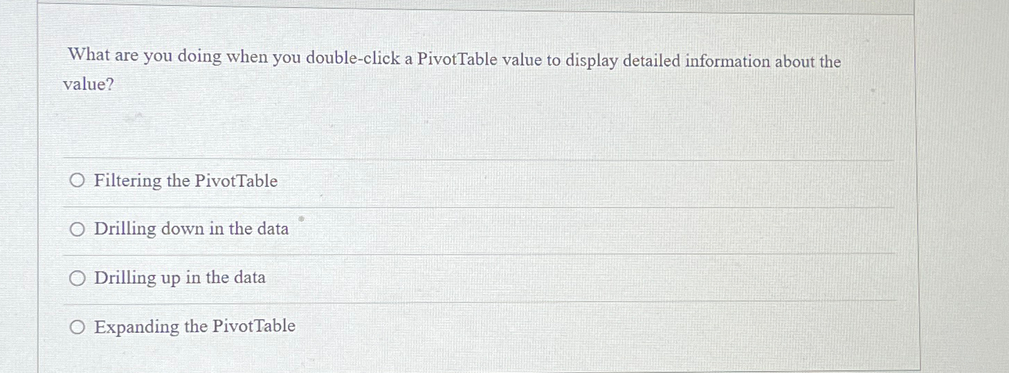  code class="asciimath"> What are you doing when you double-click a PivotTable
