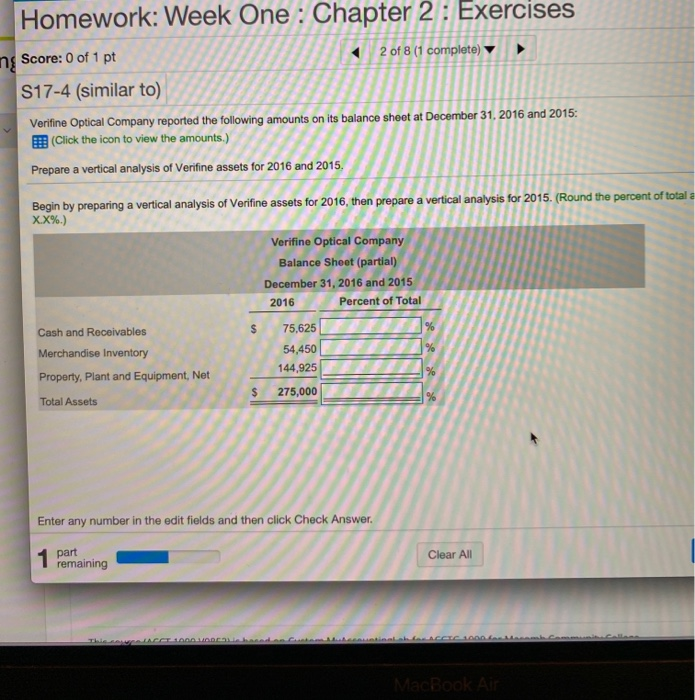  Homework: Week One : Chapter 2: Exercises ng Score: 0 of