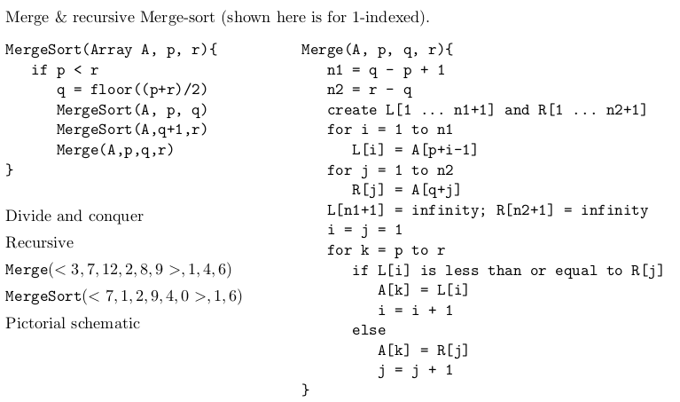 Implement merge sort recursively This was the psudeocode provided: This is what