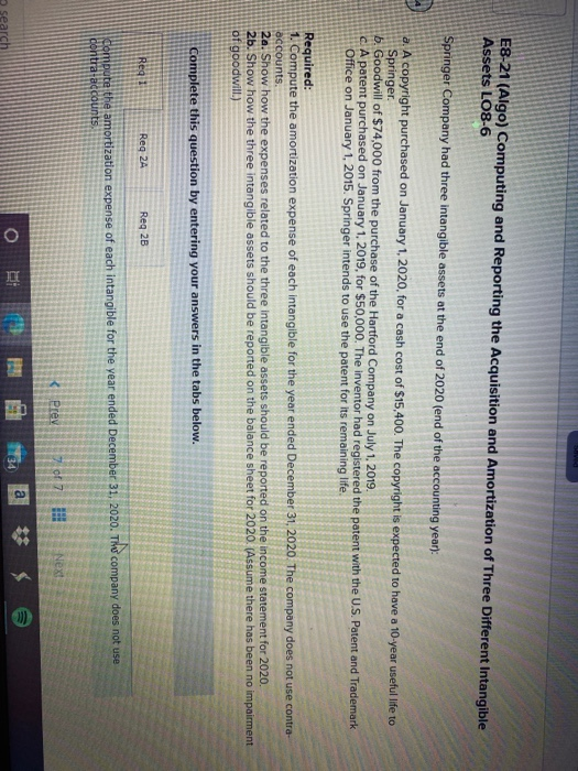  ova E8-21 (Algo) Computing and Reporting the Acquisition and Amortization of