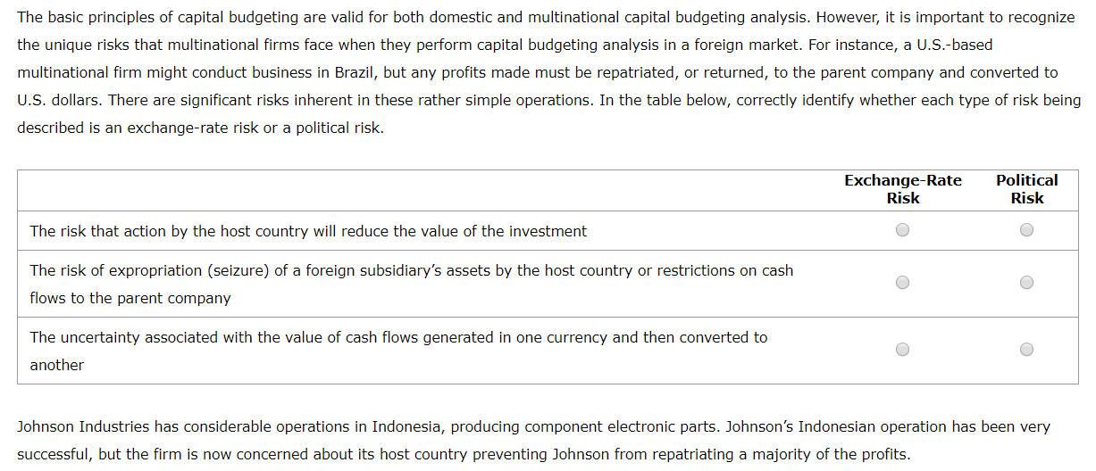 The basic principles of capital budgeting are valid for both domestic
