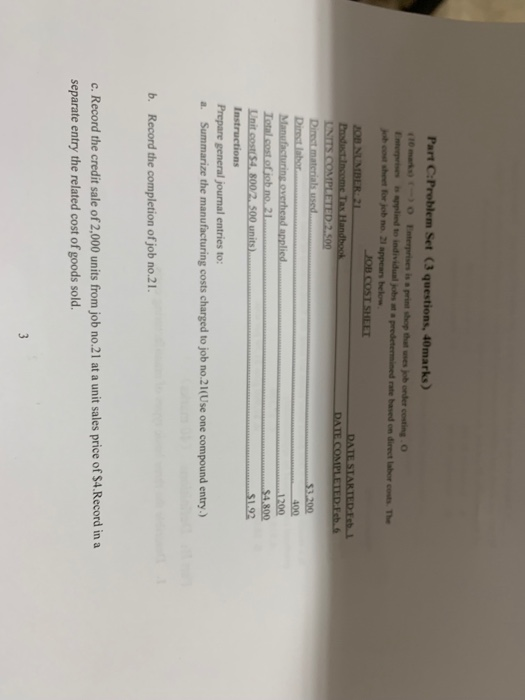  Part C:Problem Set (3 questions, 40marks) (10 maks) 0 Eterprises is