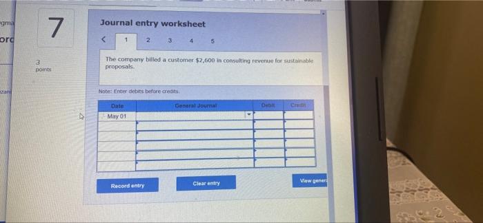  ama 7. Journal entry worksheet ord