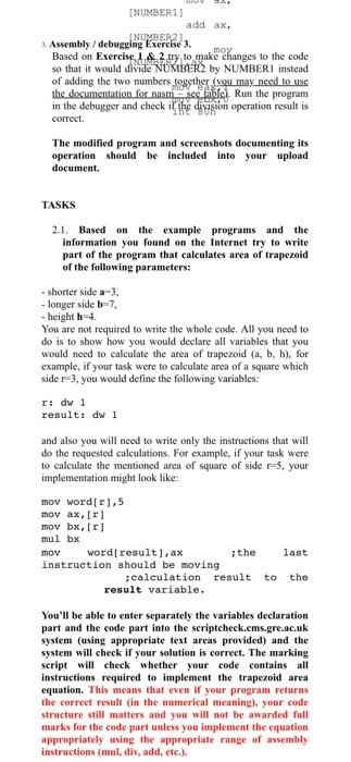 assemble and execute assembly programs in the Linux operating system. EXERCISES In