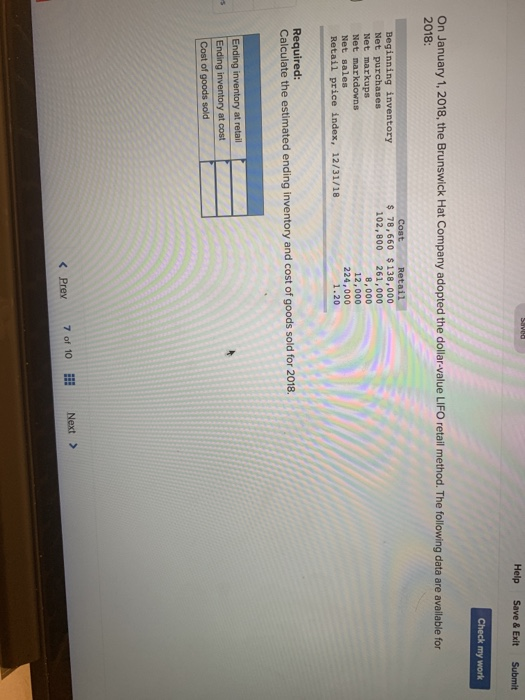 Help Save & Exit Submit Check my work On January 1,