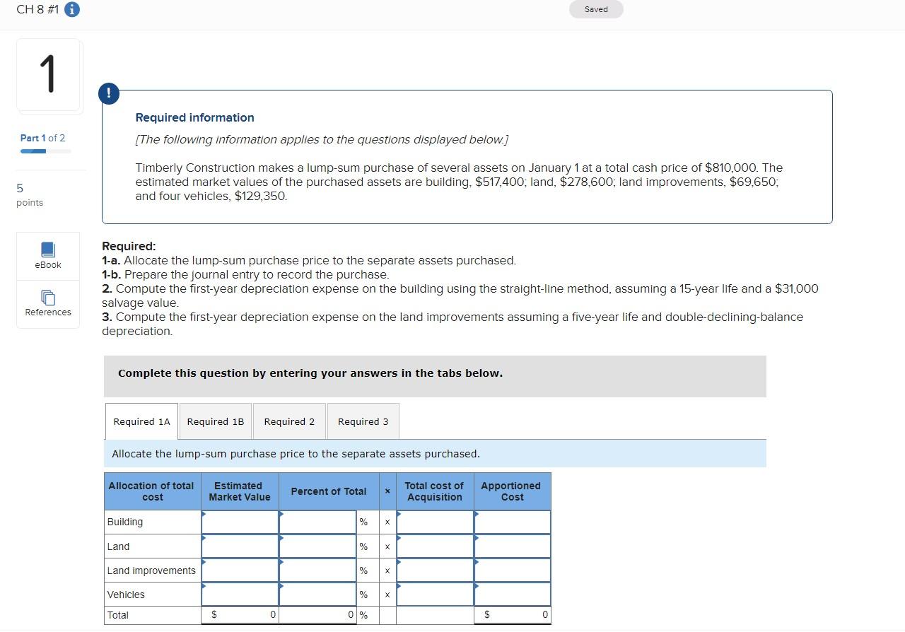 Please complete 1A-B, as well as 2 will leave a thumbs up!