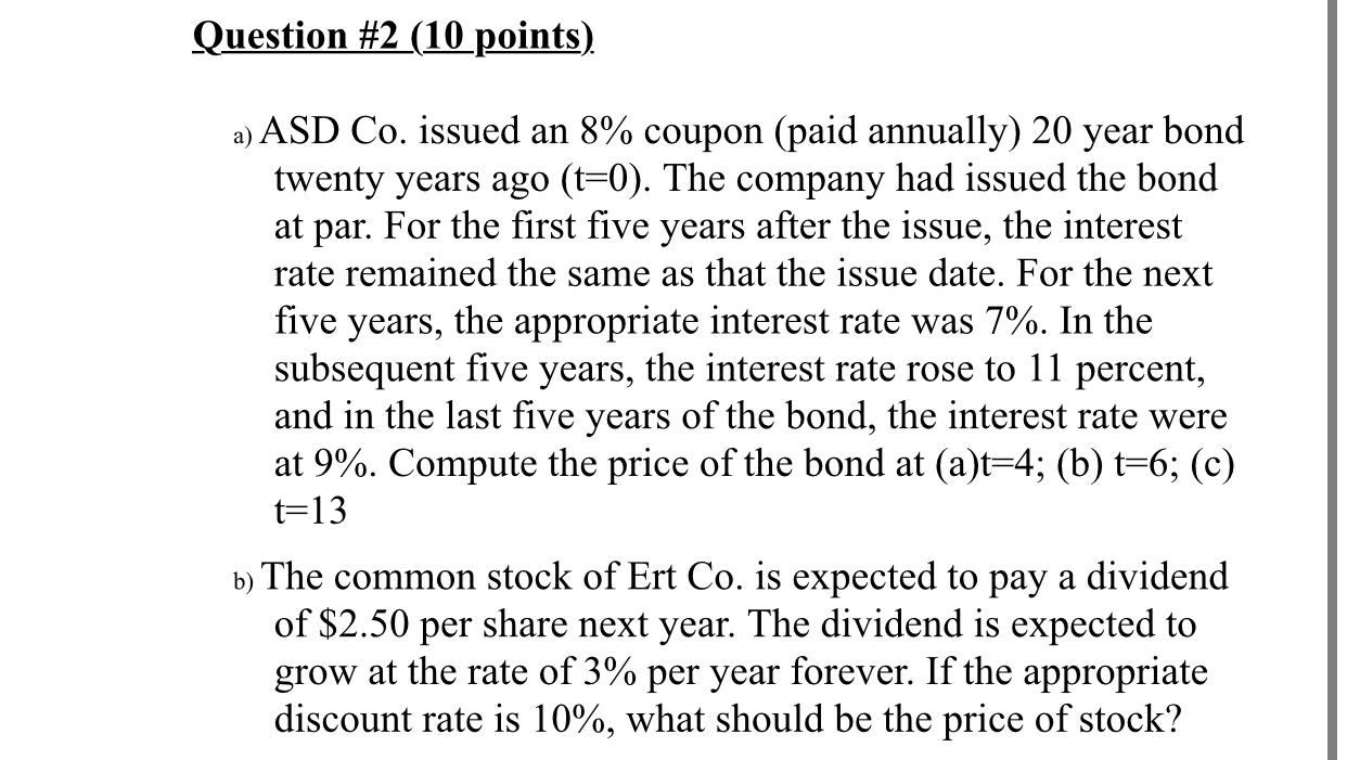 PLEASE SOLVE IT. IT'S URGENT. WILL RATING. THANKS. Question #2 (10 points)