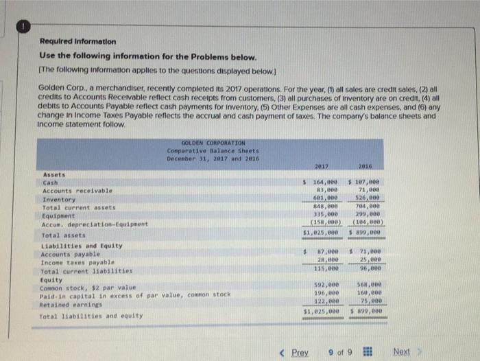  please help, thank you so much! 1 Required Information Use the