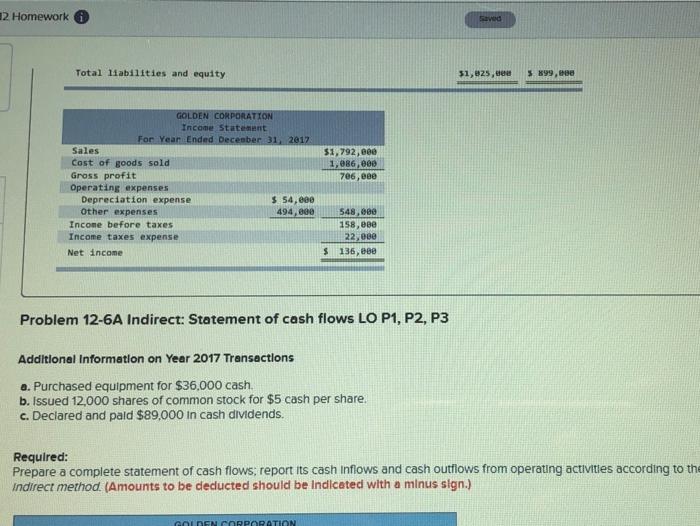 following information for the Problems below. The following information applies to the