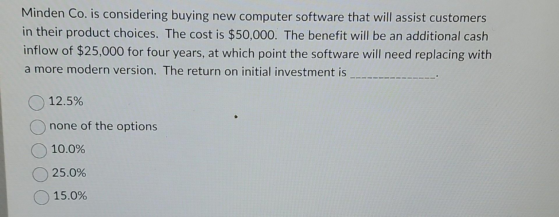 pls solve asap Minden Co. is considering buying new computer software