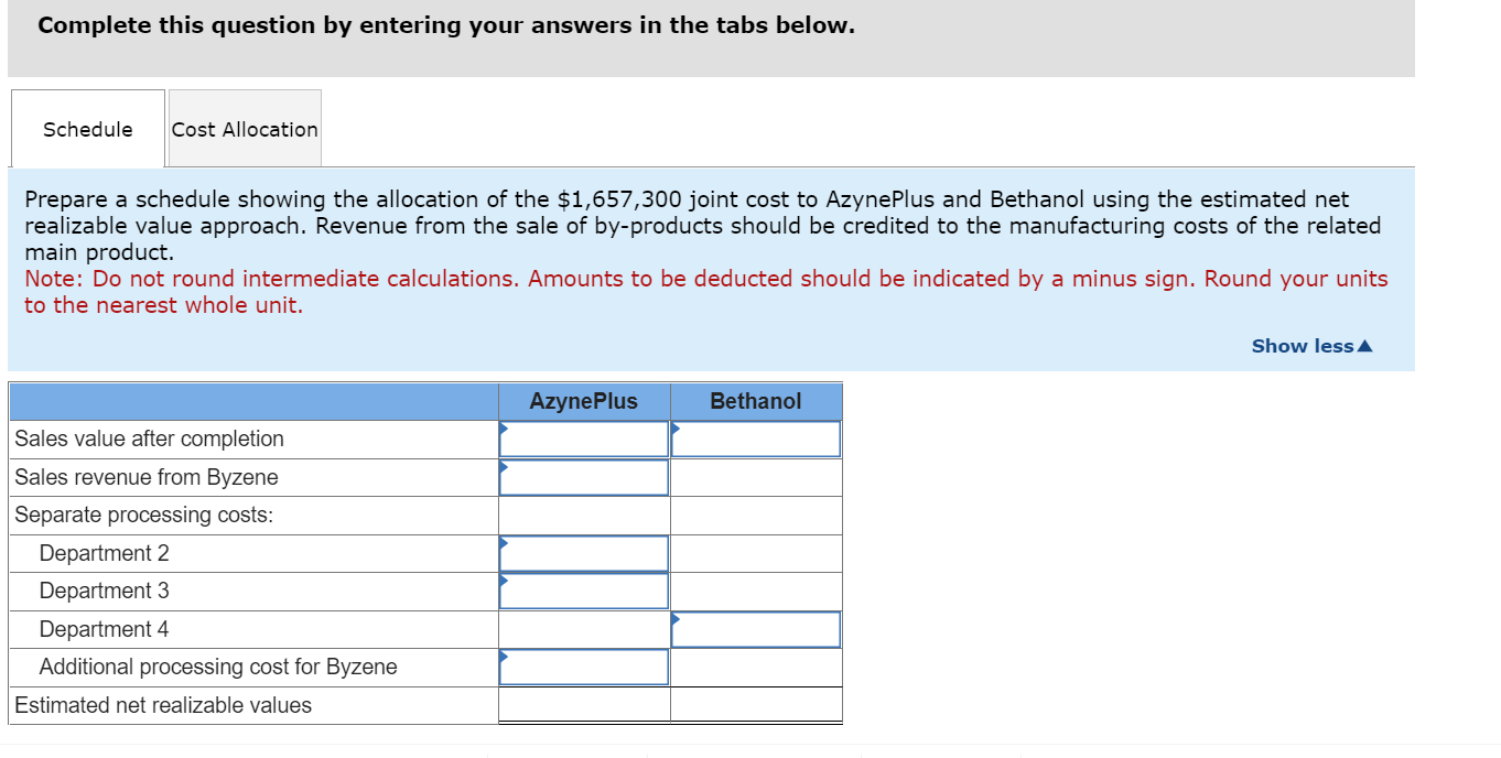 of its main production facility. Out of the joint process in Department