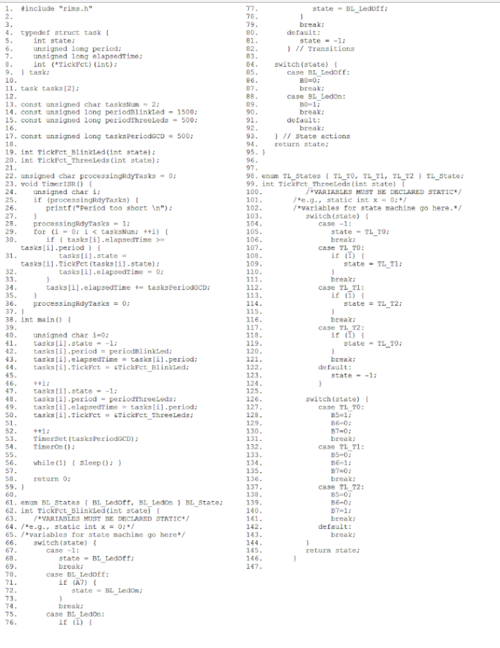  Please ASAP 1. include "rims.h" state BL Ledoft typedef struct task