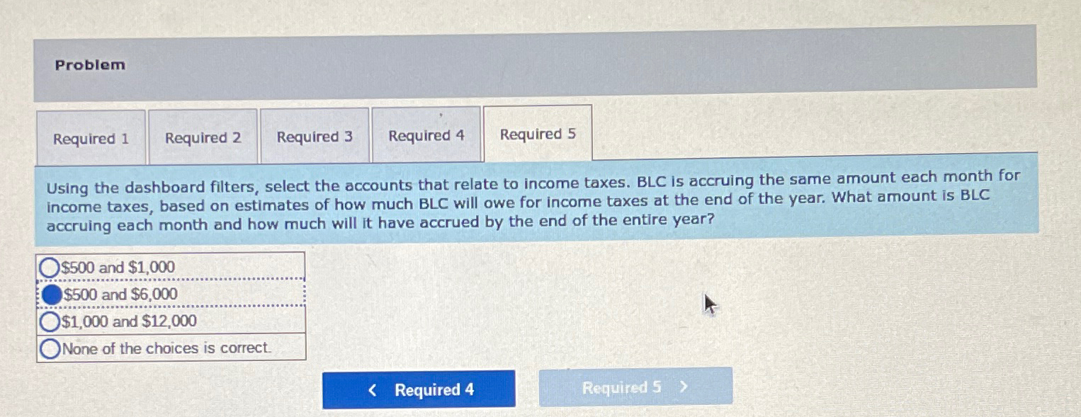  Problem Required 1 Required 2 Required 3 Required 4 Required 5
