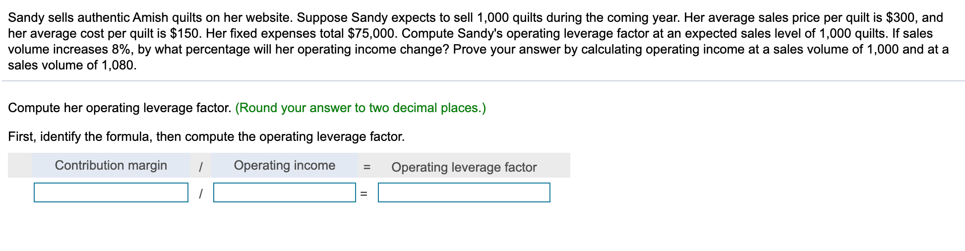 Please show how you found each number Sandy sells authentic Amish
