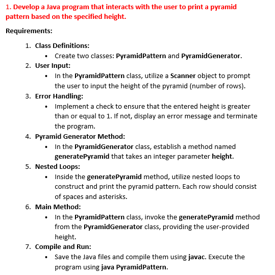  Develop a Java program that interacts with the user to print