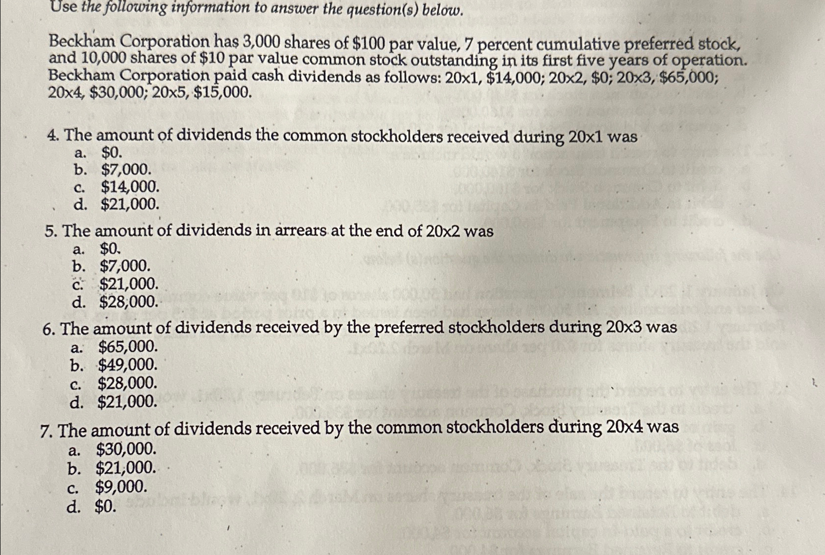  Use the following information to answer the question(s) below. Beckham Corporation