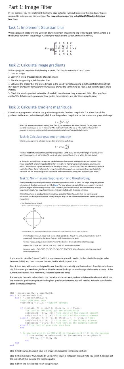  In this exercise, you will implement the Canny edge detector (without