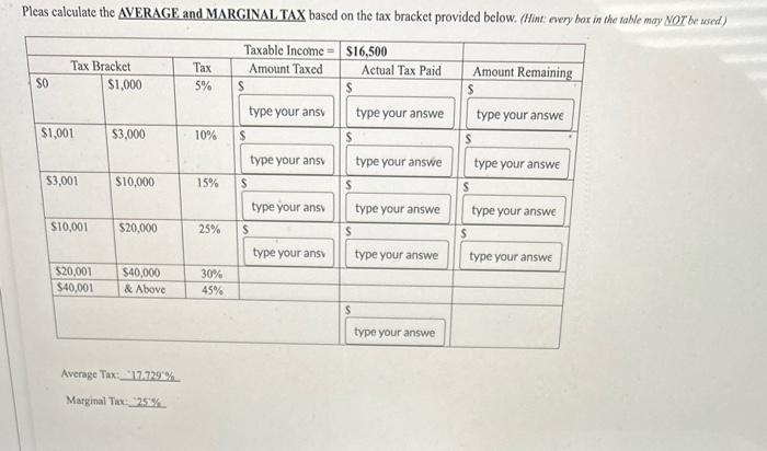  Average Tho: 17.729% Marginal Tax: "25'ch