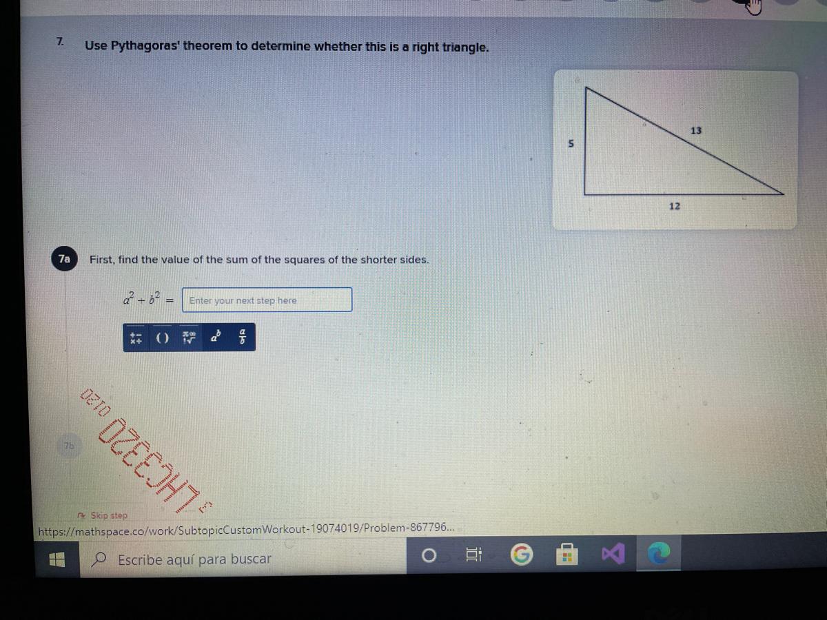 7 Use Pythagoras' theorem to determine whether this is a right