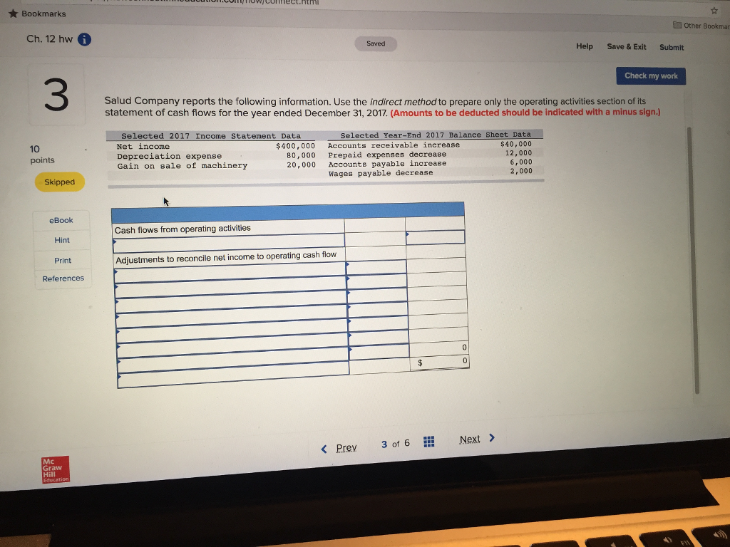  Bookmarks Other Bookmar Ch. 12 hw Saved Help Save & Exit