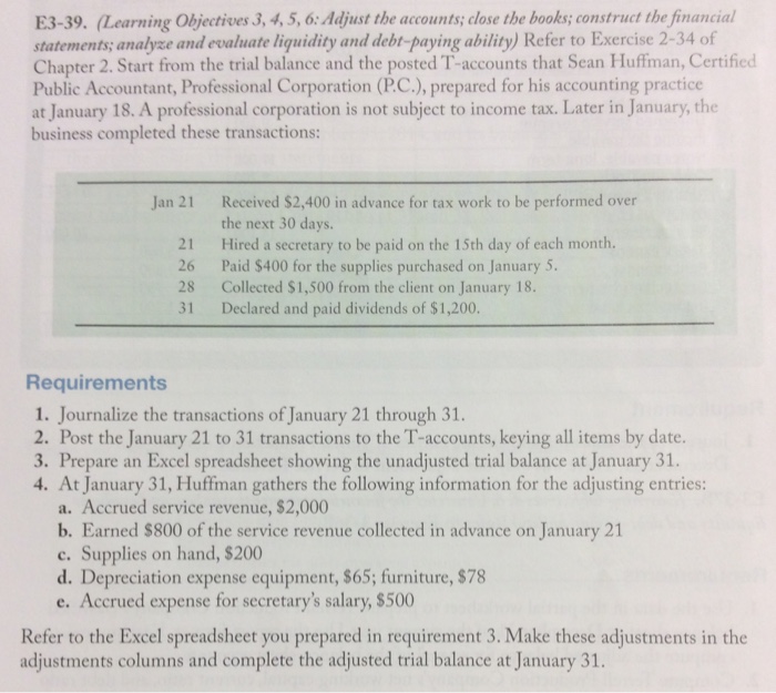  Please solve numbers 1-7 question number E3-39 E3-39. (Learning Objectives 3,