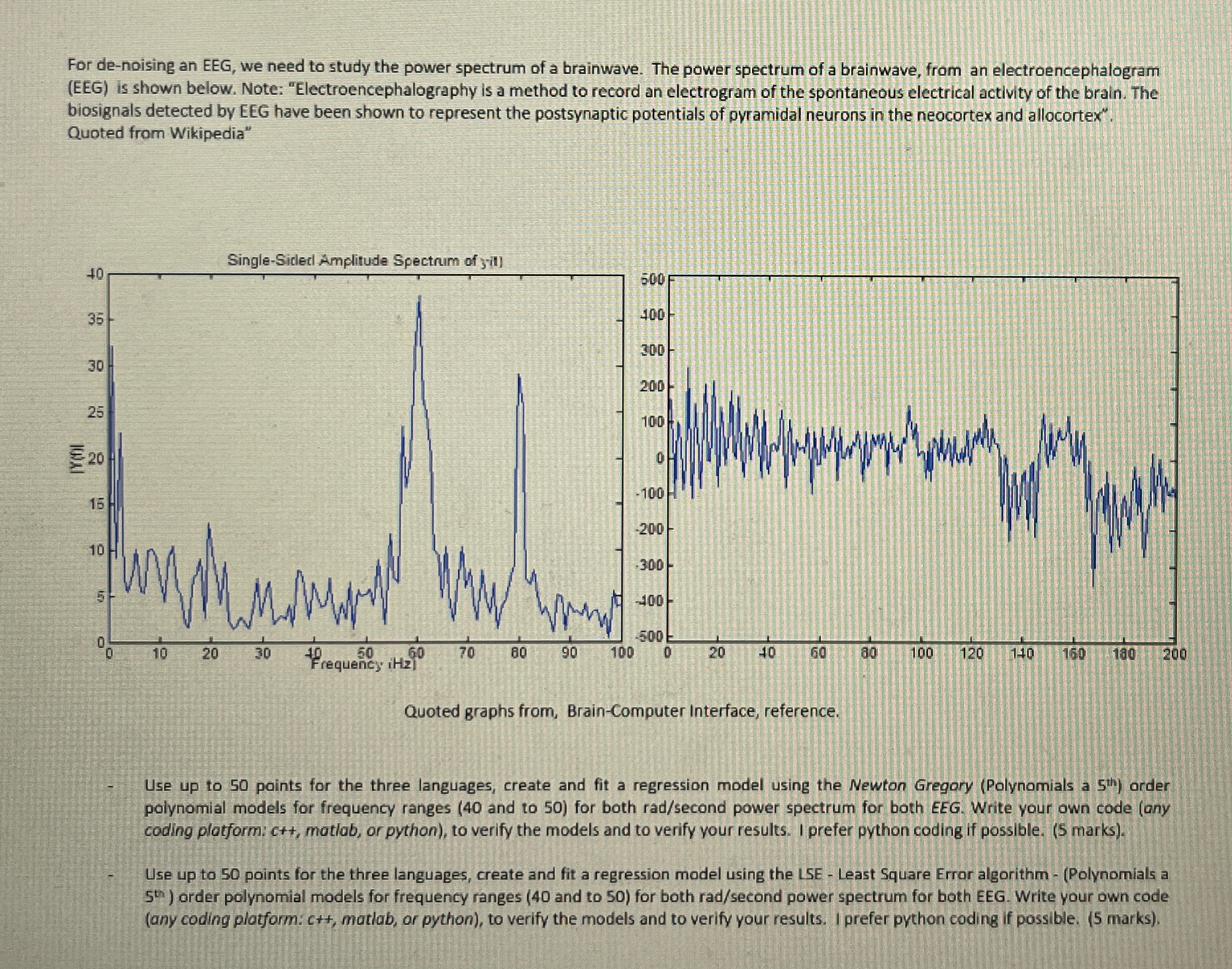 For de-noising an EEG, we need to study the power spectrum