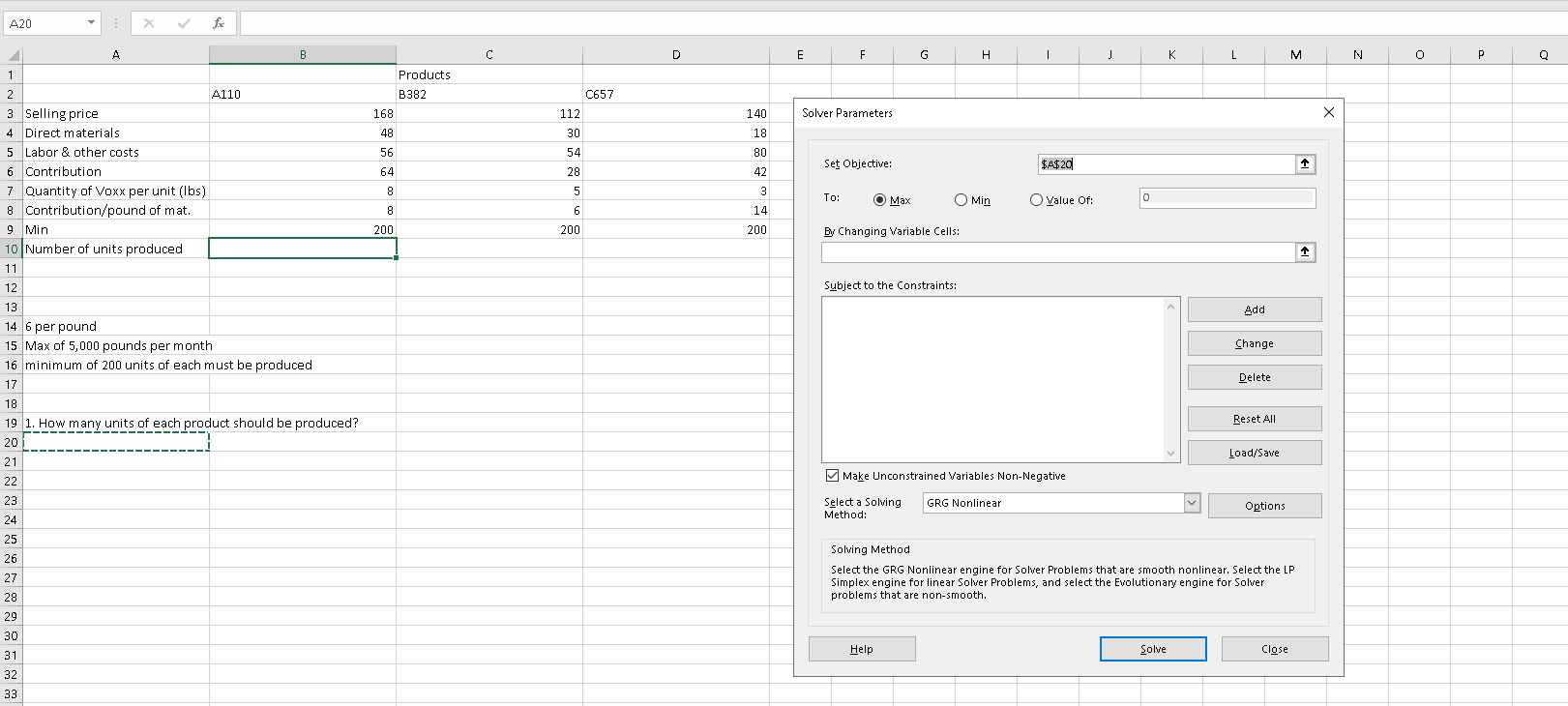 I'm not sure what to plug in for the set objective, by