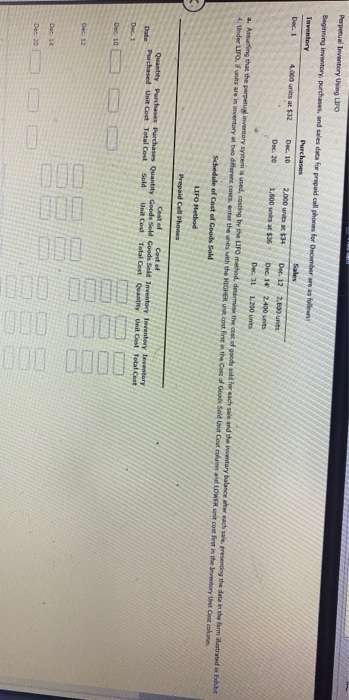  Perpetual Inventory Using Loro Beginning inventory, purchases and sales data for