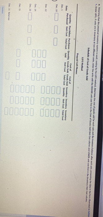 prepaid cellphones for December as follows Inventory Purchases Dec. 1 4.000 a